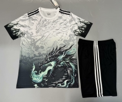 Without Logo 2025-2026 Special Version Real Madrid Dragon Pattern White&Black Soccer Uniform-9031