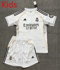 2025-2026 Real Madrid Home White  Kids/Youth Soccer Uniform-4247