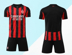 Without Brand Logo 2025-2026 AC Milan Home Red&Black Soccer Uniform-9031
