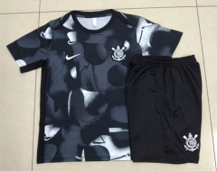 2025-2026 Corinthians Black inkjet Short-sleeved Thailand Soccer Tracksuit-815