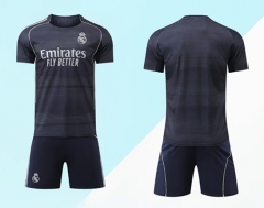 Without Brand Logo 2025-2026 Real Madrid Away Dark Grey  Soccer Uniform-9031