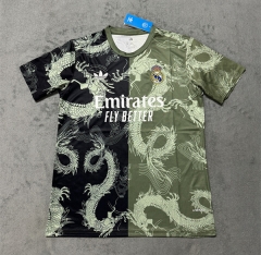 (S-4XL) 2025-2026 Dragon Pattern  Special Version Real Madrid Army Green  Soccer Jersey AAA-4506