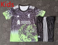 2025-2026 Special Version Liverpool Black&Green  Kids/Youth Soccer Uniform-4714