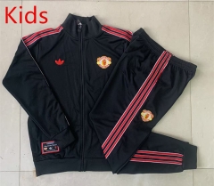 2025-2026 Retro Version Manchester United Black Kids/Youth Soccer Jacket Uniform-815