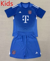 2025-2026 Bayern München Goalkeeper Blue  Kids/Youth Soccer Uniform-AY