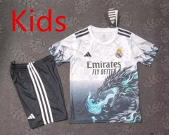 2025-2026 Special Version Dragon Pattern Real Madrid White&Green  Kids/Youth Soccer Uniform-4714