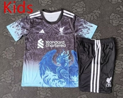 2025-2026 Special Version Liverpool Grey&Blue Kids/Youth Soccer Uniform-4714