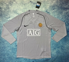 Retro Version 07-08  Manchester United Light Grey  LS Thailand Soccer Jersey AAA-6590