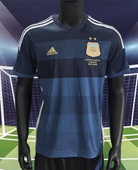 Retro Version 2014  Argentina Away Dark Royal Blue  Thailand Soccer Jersey AAA-2390