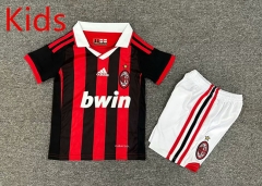 Retro Version 09-10 AC Milan Home Red&Black Kids/Youth Soccer Uniform-7809
