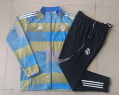 2025-2026 Real Madrid Blue&Green stripe inkjet  Thailand Soccer Jacket Uniform-815