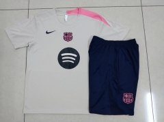 2025-2026 Barcelona Beige Short-sleeved Thailand Soccer Tracksuit-815