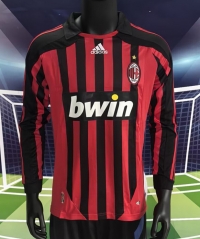 Retro Version 07-08 AC Milan Home Red&Black LS Thailand Soccer Jersey AAA-2390
