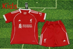2025-2026 Correct Version  Liverpool Home Red Kids/Youth Soccer Uniform-8679