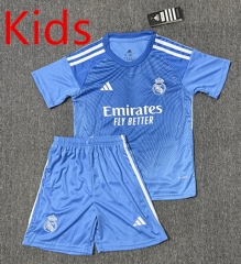 2025-2026 Real Madrid Goalkeeper Blue  Kids/Youth Soccer Uniform-4247
