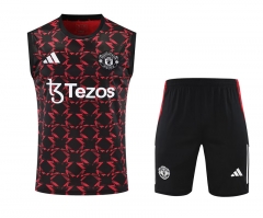 2025-2026 Manchester United Red&Black Plaid Thailand Training Vest Uniform-418