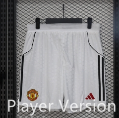 Player Version 2025-2026 Manchester United Home White Thailand Soccer Shorts-888