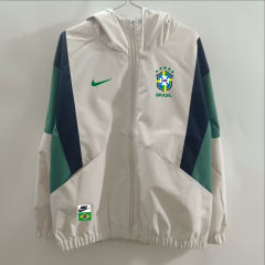 25-26 Brazil Beige Blue Thailand Soccer Trench Coat-1836
