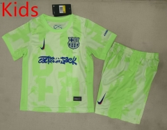 2025-2026 Joint Edition Barcelona 2nd Away Fluorescent Green Kids/Youth Soccer Uniform-507