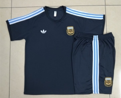 25-26 Retro Version Argentina Dark Grey Thailand Short-sleeved Soccer Tracksuit -815