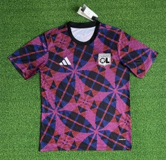 (S-4XL) 25-26 Olympique Lyonnais Black&Pink Thailand Training Jersey AAA-403