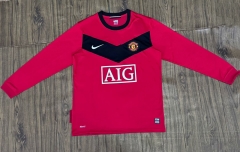 Retro Version 09-10 Manchester United Home Red  LS Thailand Soccer Jersey AAA-6157