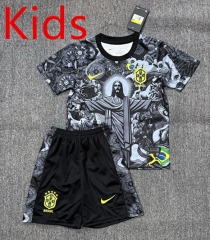 25-26 Jesus Edition Brazil SC Black Kids/Youth Soccer Uniform-4247