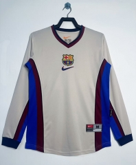 Retro Version 98-99 Barcelona Away Grey&Blue Thailand Soccer LS Jersey AAA-811