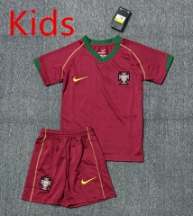 Retro version 2006 Portugal Home Red Kids/Youth Soccer Uniform-4247
