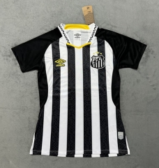 2025-26 Santos FC Away Black&White Stripe Women Thailand Soccer Jersey AAA-4506
