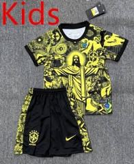25-26 Jesus Edition Brazil SC Yellow Kids/Youth Soccer Uniform-4247