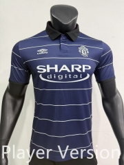 Player Retro  Version 99-00 Manchester United Away Blue   Thailand Jersey AAA-0871