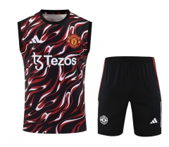 2025-2026 Manchester United Red&Black Stripes Thailand Training Vest Uniform-418