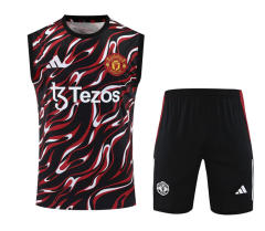 2025-2026 Manchester United Red&Black Stripes Thailand Training Vest Uniform-418