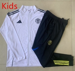 Retro Version 2025-2026 Manchester United White  Kids/Youth Soccer Jacket Uniform-815