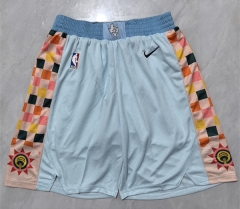 (S-3XL) City Edition San Antonio Spurs Blue NBA Shorts-0593
