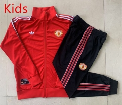 Retro Version 2025-2026 Manchester United Red Kids/Youth Soccer Jacket Uniform-815