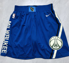 (S-3XL) City Edition Milwaukee Bucks Colorful Blue NBA Shorts-0593