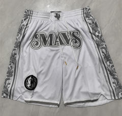 (S-3XL) City Edition Dallas Mavericks White NBA Shorts With Pockets-0593