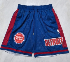 (S-3XL) Detroit Pistons Blue NBA Shorts (with pockets) -0593