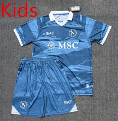 2025-2026 Napoli 4th Away Blue  Kids/Youth Soccer Uniform-4247