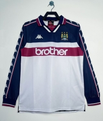 Retro Version 97-98  Manchester City Away White&Blue  Thailand Soccer LS Jersey AAA-811