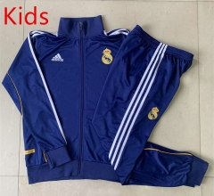 Retro  Version 2025-2026 Real Madrid Royal  Blue Kids/Youth Soccer Jacket Uniform-815