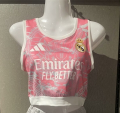 25-26 Dragon Pattern Real Madrid Pink Thailand Women Soccer Yoga Vest Jersey AAA-7411