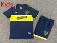Retro Version 96-97 Boca Juniors Home Royal  Blue Kids/Youth Soccer Uniform-7809