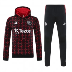 25-26 Manchester United Black&Red Thailand Soccer Tracksuit With Hat-418