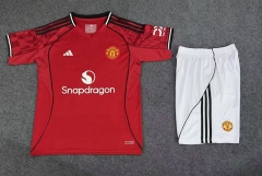 2025-2026 Correct Version Manchester United Home Red Soccer Uniform-718