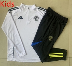 25-26 Manchester United White Kids/Youth Soccer Tracksuit -815