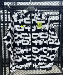 (S-3XL) 25-26 Barcelona White&Black Thailand Soccer Trench Coat-GB