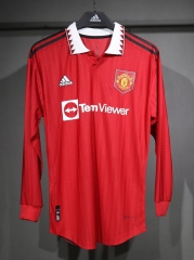 Retro Version 22-23  Manchester United Home Red  LS Thailand Soccer Jersey AAA-4563